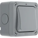 BG Electrical Grey 2 Way Rocker 1 Gang Surface Mount Light Switch IP66 20A 250V Polycarbonate Storm Series WP12-02