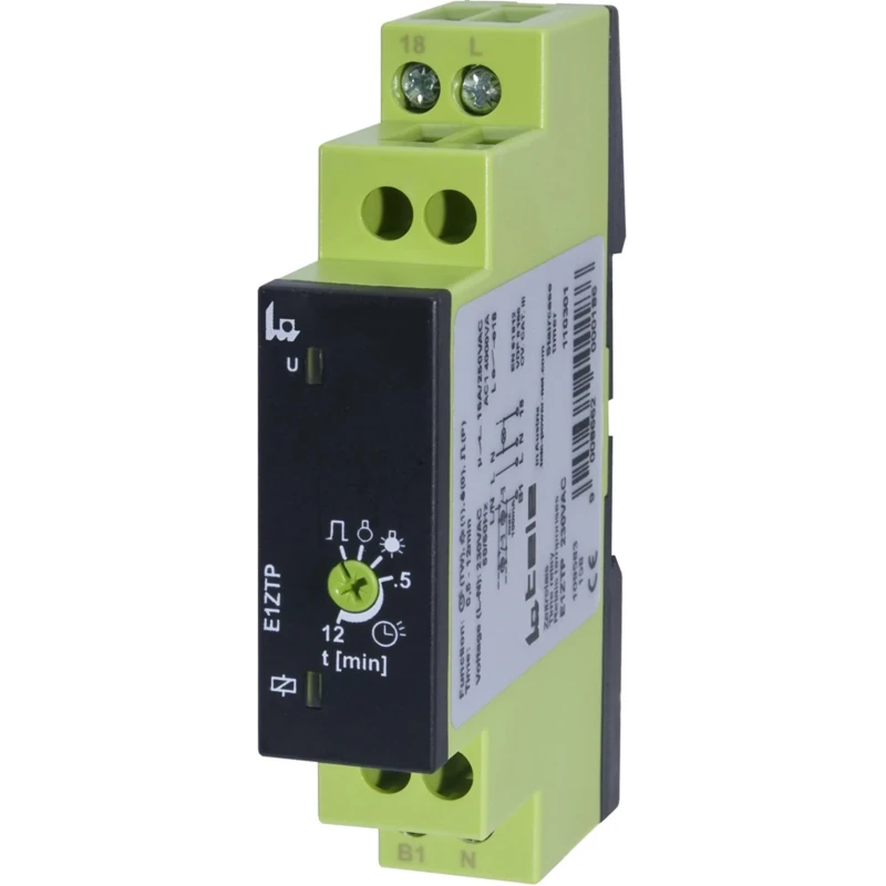 Tele Timer Light Switch Timer Relay DIN Rail Mount with 1-Contact, 8 to 230 V DC, 230V AC, 0.5 to 12 min Time Range E1ZT