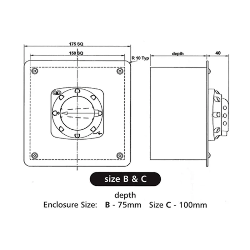 Craig & Derricott 3-Pole Panel Mount Isolator Switch IP65 40A 18.5 kW SDFL403/RS