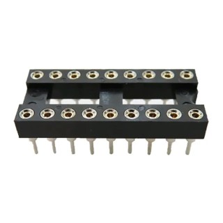 RS PRO 2.54 mm Pitch Vertical 18 Way Through Hole Turned Pin Closed Frame DIL Socket 3A 183-1567