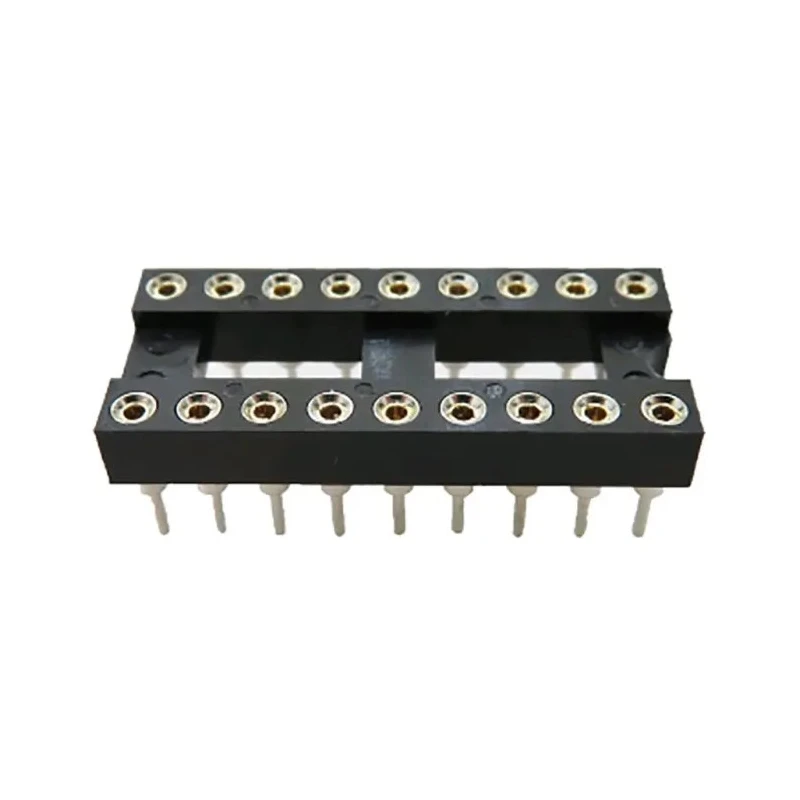 RS PRO 2.54 mm Pitch Vertical 18 Way Through Hole Turned Pin Closed Frame DIL Socket 3A 183-1567