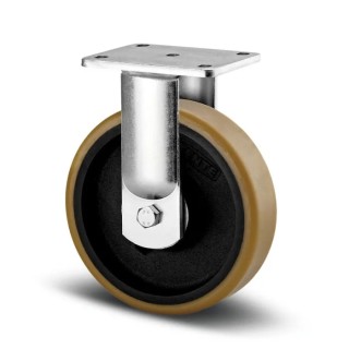 Tente Fixed Castor, 900 kg Capacity, 100 mm Wheel Diameter, Polyurethane Wheel, Cast Iron Hub, Ball Bearing Hub 9688FTP100P63