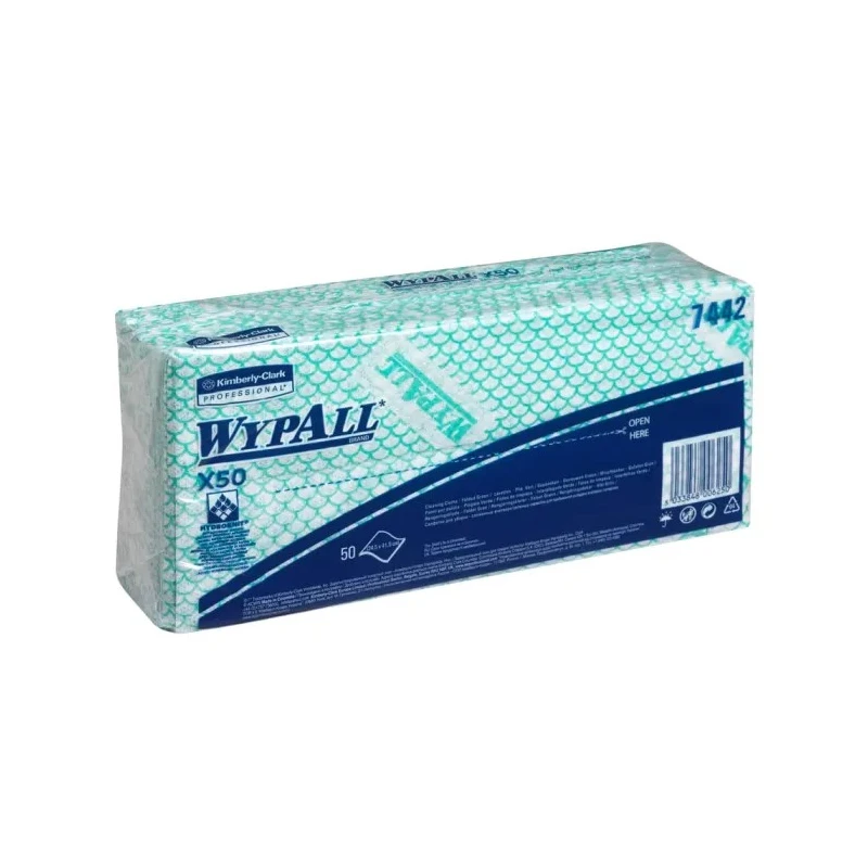 WYPALL WypAll Green Cloths for General Cleaning, Dry Use, Bag of 50 Per Pack, 416 x 245 mm, Repeat Use 7442