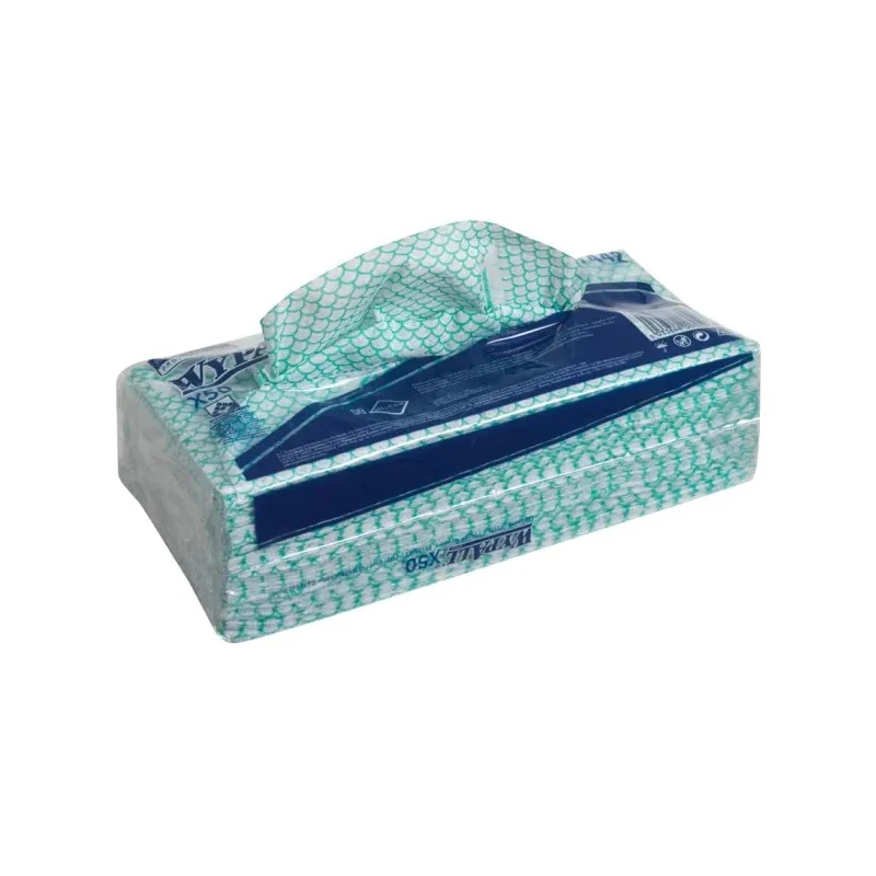 WYPALL WypAll Green Cloths for General Cleaning, Dry Use, Bag of 50 Per Pack, 416 x 245 mm, Repeat Use 7442