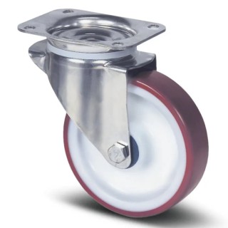 Tente Swivel Castor with 400 kg Load Capacity, 125 mm Polyurethane Wheel, Roller Bearing Hub, Model 8470UAD125P62