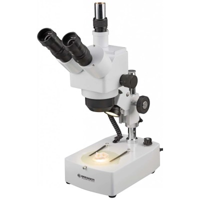 Bresser Trinocular Microscope 10 to 160 X Magnification Illuminated Halogen Lighting Model 58-04000