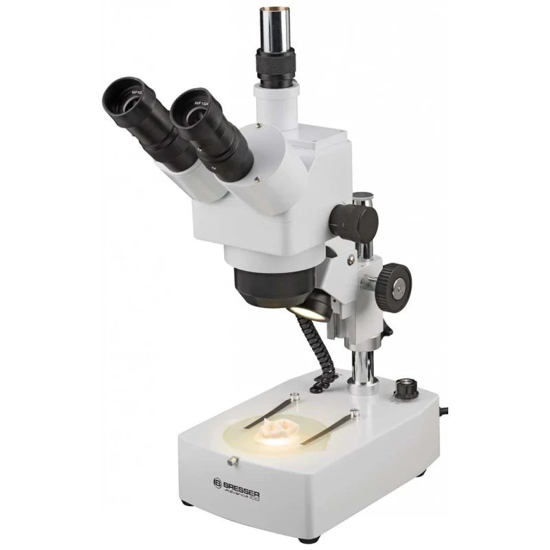 Bresser Trinocular Microscope 10 to 160 X Magnification Illuminated Halogen Lighting Model 58-04000