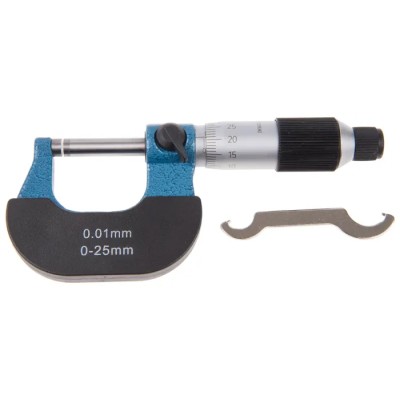 RS PRO Cast Iron Frame External Micrometre with Ratchet Thimble 0-25 mm Measuring Range ±0.004 mm Accuracy RS-725-5733