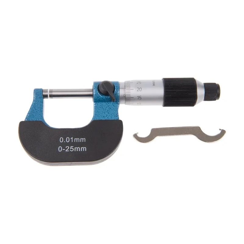 RS PRO Cast Iron Frame External Micrometre with Ratchet Thimble 0-25 mm Measuring Range ±0.004 mm Accuracy RS-725-5733