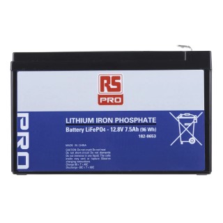 RS PRO 12.8 V Lithium Iron Phosphate Rechargeable Battery Pack 7.5Ah 151mm Depth 60°C Operating Temperature 182-8653