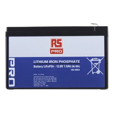 RS PRO 12.8 V Lithium Iron Phosphate Rechargeable Battery Pack 7.5Ah 151mm Depth 60°C Operating Temperature 182-8653