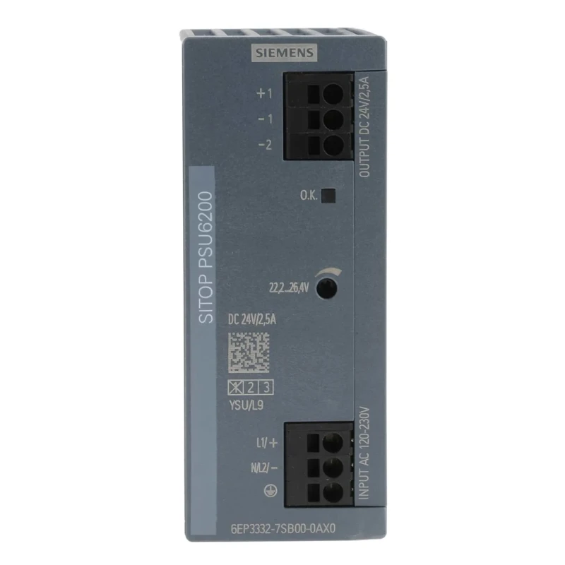 Siemens SITOP PSU6200 Switched Mode DIN Rail Power Supply 240 V dc, 230 V ac AC/DC Input 24 V dc, 2.5 A Output, 60 W PSU6200