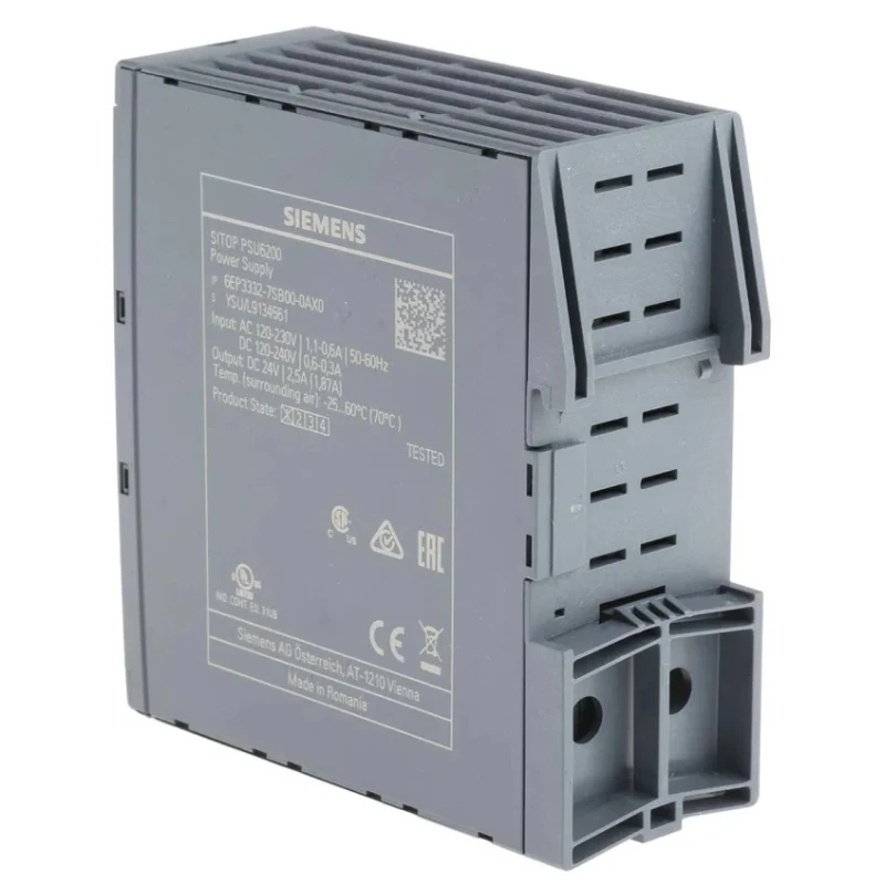 Siemens SITOP PSU6200 Switched Mode DIN Rail Power Supply 240 V dc, 230 V ac AC/DC Input 24 V dc, 2.5 A Output, 60 W PSU6200