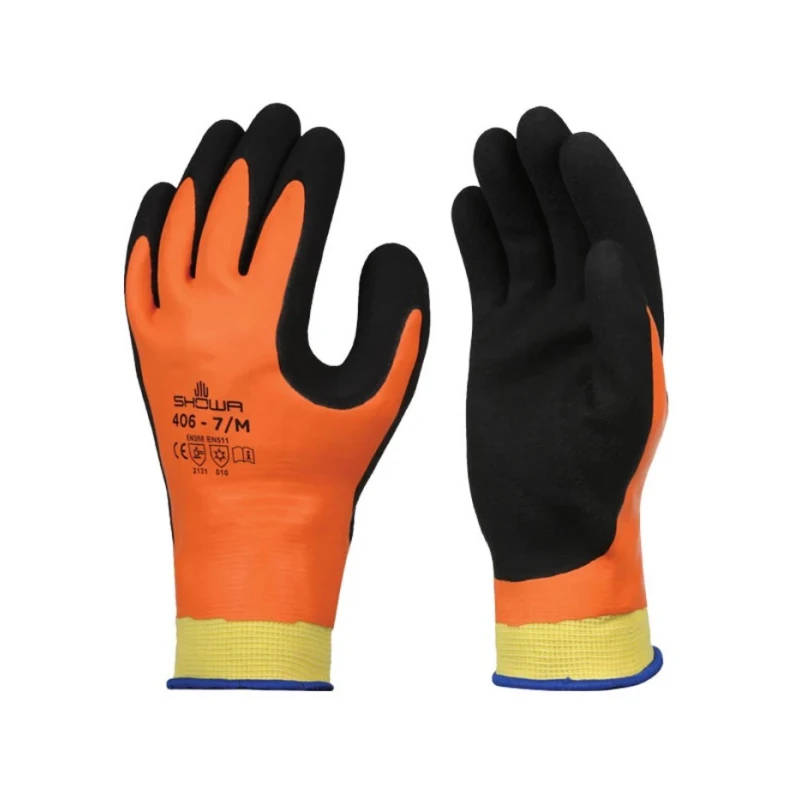 Showa Orange Nylon Polyester Work Gloves Latex Coating Size 8 Cut Resistant Safety Standard EN 388 SHO406
