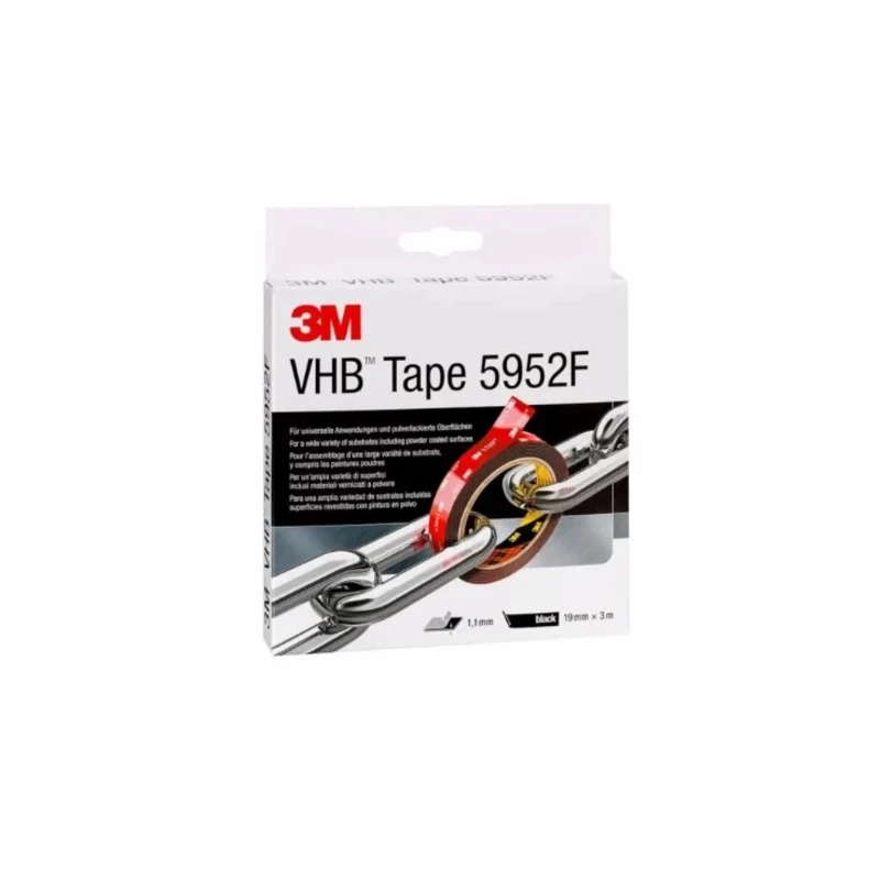 3M VHB Black Foam Tape Double Sided Acrylic Adhesive 19mm Width 1.1mm Thickness 3m Length Germany 3M 5952 19mm x 3m