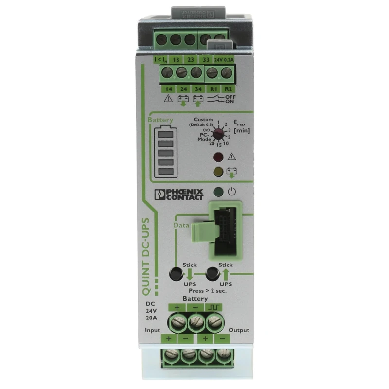 Phoenix Contact Uninterruptible Power Supply QUINT-UPS 24V DC Input 480W Power Rating 20A Current DIN Rail Mount 1h 2320238