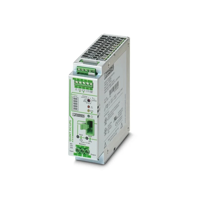 Phoenix Contact Uninterruptible Power Supply QUINT-UPS 24V DC Input 480W Power Rating 20A Current DIN Rail Mount 1h 2320238
