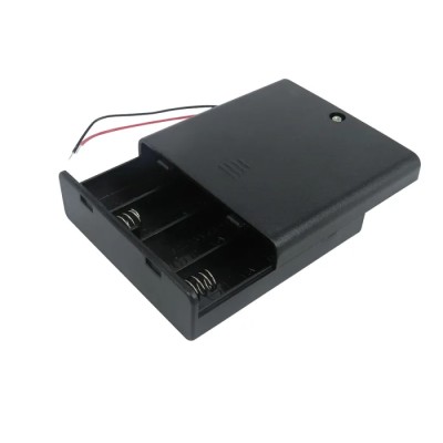 RS PRO AA Size 4 Cell Battery Holder with Coil Spring Termination Polypropylene Body 68mm x 65mm x 19mm 185-4747