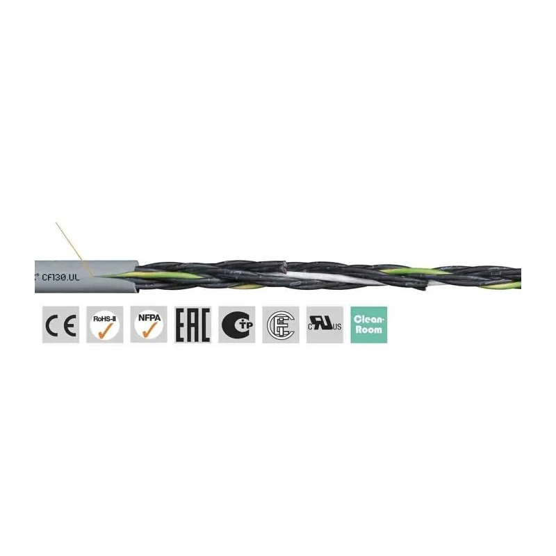 Igus Chainflex CF130.UL Control Cable 3 Cores 1.5mm² 15 AWG Unscreened Grey Polyvinyl Chloride Sheath 10 m CF130.15.03.UL