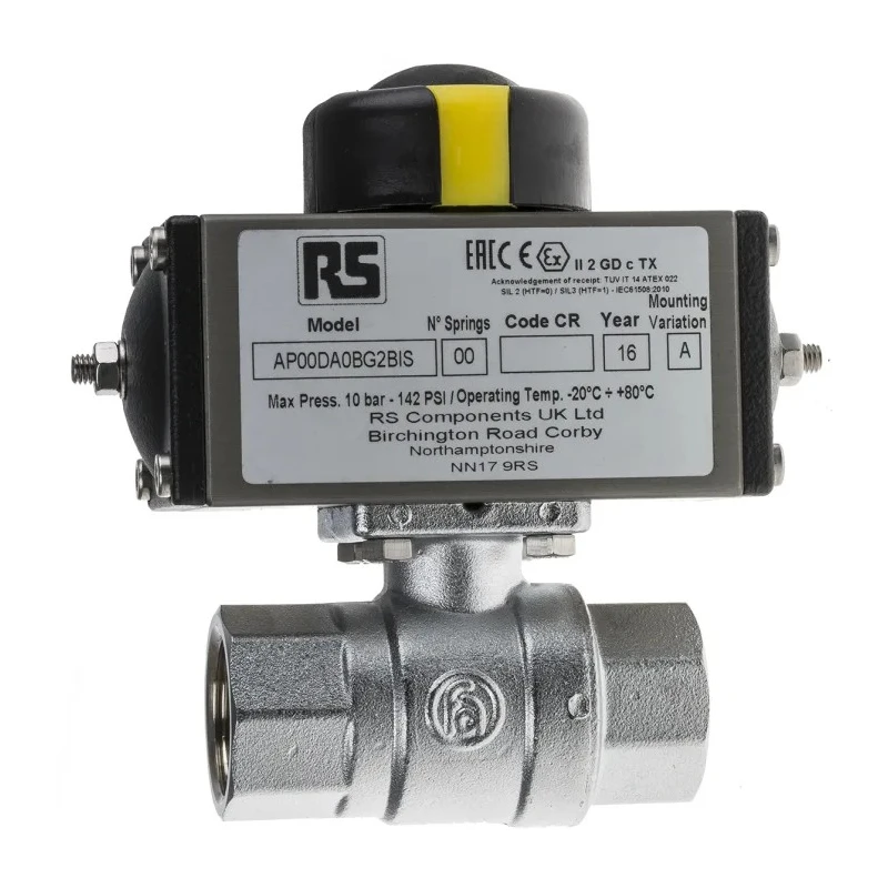 RS PRO Ball Type Pneumatic Actuated Valve, 40 bar, BSP Threaded Female 1/4 in 760-5570