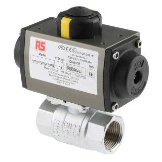RS PRO Ball Type Pneumatic Actuated Valve, 40 Bar Maximum Operating Pressure, BSP Threaded Female 1/4 in Connections 760-5609