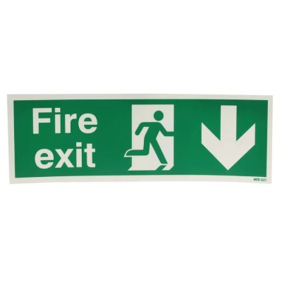RS PRO Vinyl FIRE EXIT English Exit Sign Self-Adhesive Vinyl 450mm x 150mm 763-1910