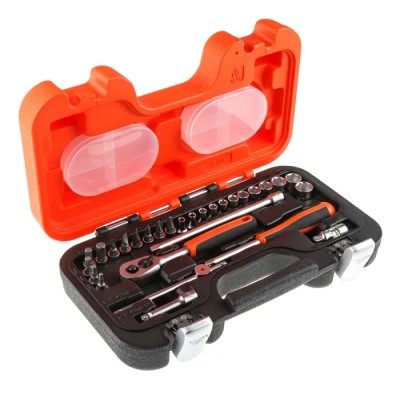 Bahco 29-Piece 1/4 in Standard Socket Set Chrome Finish Alloy Steel S290