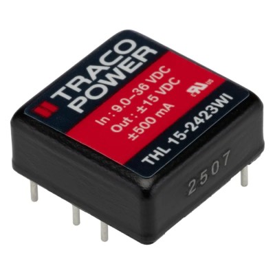 TRACOPOWER 15 Watt Isolated DC/DC Converter 15V 500 mA Ultra Wide 9-36V Input PCB Mount Metal Case THL 15-2423WI