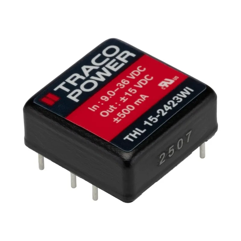 TRACOPOWER 15 Watt Isolated DC/DC Converter 15V 500 mA Ultra Wide 9-36V Input PCB Mount Metal Case THL 15-2423WI