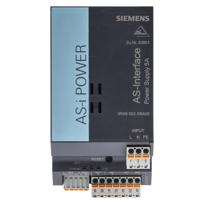 Siemens 3RX950 Series PLC Power Supply 5A Output Current 87 Percent Efficiency IP20 3RX9502-0BA00