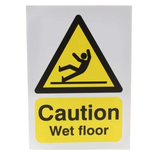 RS PRO Hazard Warning Sign Vinyl Self-Adhesive Label Caution Wet Floor 210mm x 148mm 763-1538