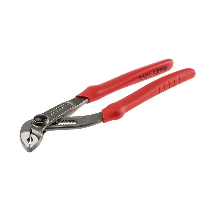 Facom 2-Piece Water Pump Plier Set, 245mm Overall Length, Curved Jaw, Mono-Material Ergonomic Handle, VDE/1000V 181A.25G