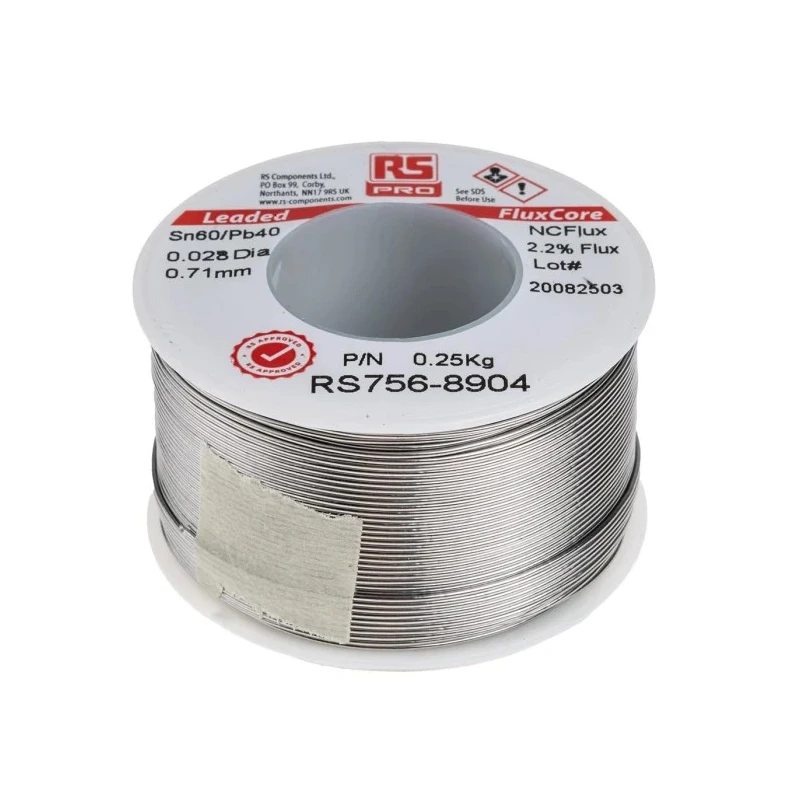 RS PRO Lead Solder Wire 0.71 mm Diameter, 40% Lead, 60% Tin, 183 °C Melting Point 756-8904