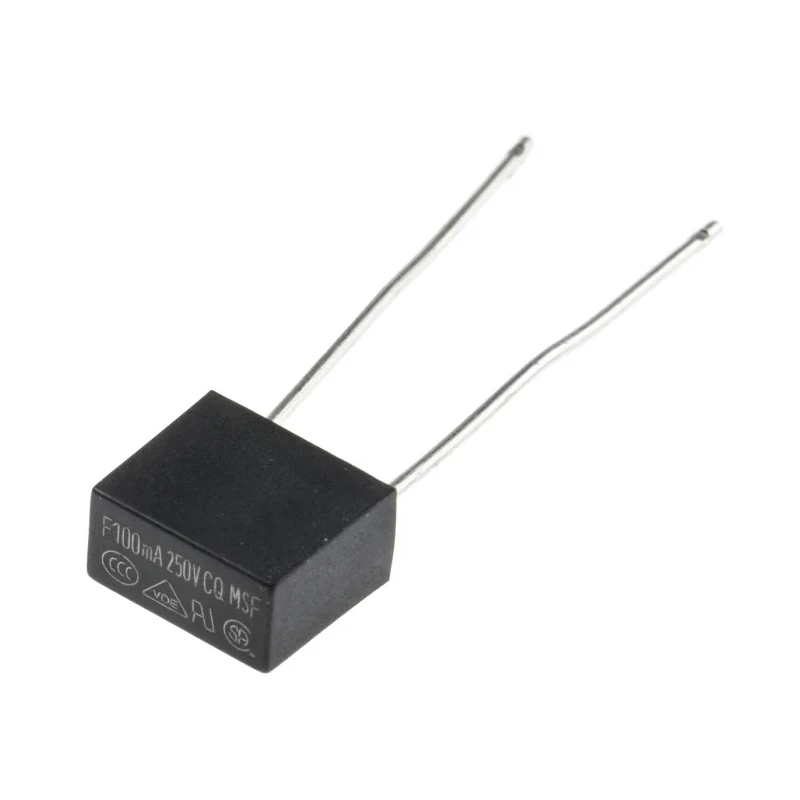RS PRO Non-Resettable Fuse Radial 100mA 250V Fast Acting Thermoplastic Body 767-5074