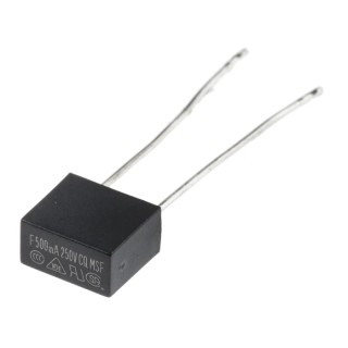 RS PRO Non-Resettable Fuse, Radial, 500mA, 250V, Fast Acting, Thermoplastic Body 767-5106