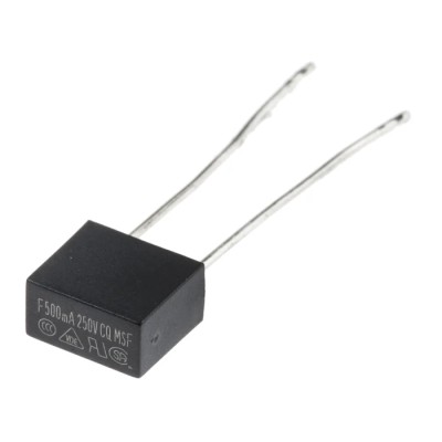 RS PRO Non-Resettable Fuse, Radial, 500mA, 250V, Fast Acting, Thermoplastic Body 767-5106