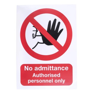 RS PRO Vinyl No Admittance Authorised Personnel Only Prohibition Sign 148mm x 210mm 763-2023