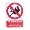 RS PRO Vinyl No Admittance Authorised Personnel Only Prohibition Sign 148mm x 210mm 763-2023