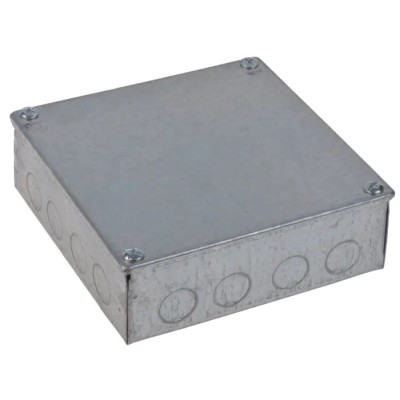 RS PRO Galvanised Steel Adaptable Box 150mm x 150mm x 50mm with 6 Knockouts 763-9242
