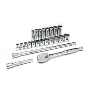 GearWrench 23-Piece 1/2 in 6 Point Socket Set Chrome Alloy Steel 80707