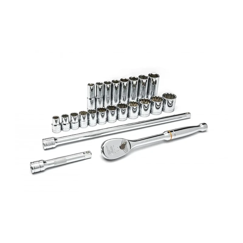 GearWrench 23-Piece 1/2 in 6 Point Socket Set Chrome Alloy Steel 80707