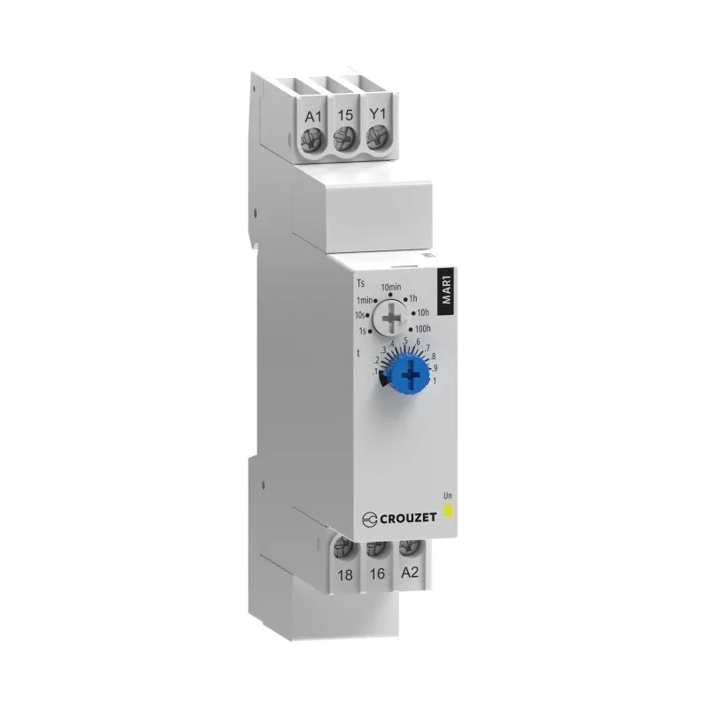 Crouzet MAR1 Series DIN Rail Timer Relay, 1-Contact, 24 V dc, 24 V ac, 240 V ac, 0.1 s to 100 h, ON Delay, SPDT Switch MAR1