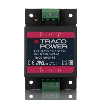 TRACOPOWER DC/DC Converter 12V DC Output, 36V DC Maximum Input, 500mA Output Current, Chassis Mount TMDC 06-2412