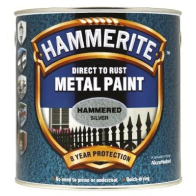 Hammerite Direct to Rust Paint Hammered Silver Finish Metal Protective Paint 2.5 L 5084801
