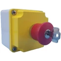 Lovato Electric LPZM Series Key Release Emergency Stop Push Button Surface Mount 21mm Cutout NC Contacts IP66 IP67 LPZM1B502