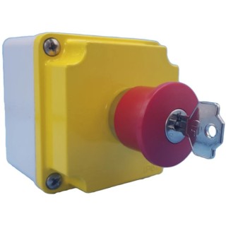 Lovato Electric LPZM Series Key Release Emergency Stop Push Button Surface Mount 21mm Cutout NC Contacts IP66 IP67 LPZM1B502