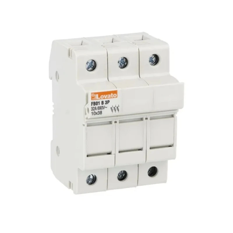Lovato Electric 32A 690V AC 3-Pole DIN Rail Mount Fuse Holder for 10 x 38 mm FB01B3P