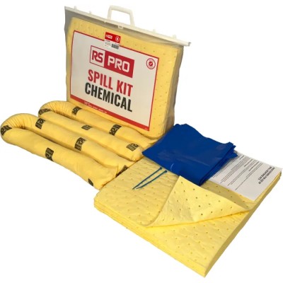 RS PRO Chemical Spill Kit, 28 L Capacity, Yellow Portable Clip-Top Bag Storage 771-6478