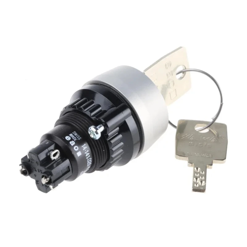EAO IP65 Keylock Switch, 1 NO/1 NC Contact Configuration, 5A 2-Way Flat-Key 