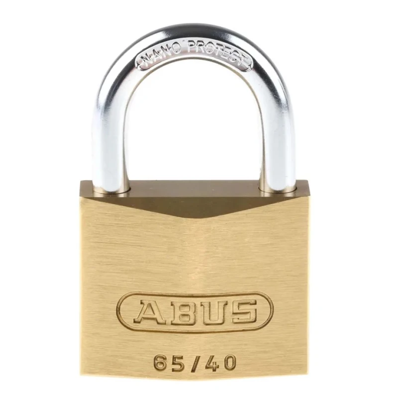 ABUS Weatherproof Keyed Steel and Brass Padlock with 6.5 mm Shackle Diameter and 40 mm Body Width 65/40 MK65401